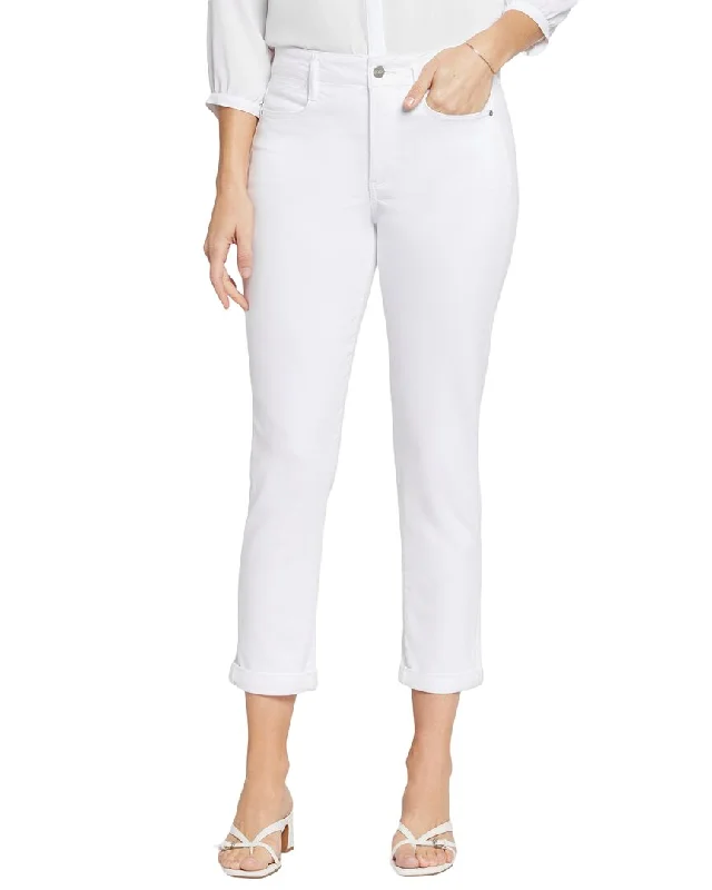 Cargo women trousers with multiple pockets for added functionalityNYDJ High-Rise Girlfriend Optic White Jean