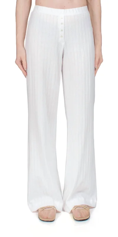 Tapered women trousers with a slimming effectPointelle Boxer Pants In White