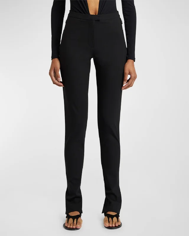 Striped women trousers with a nautical or modern patternRacquet Mid-Rise Slim-Leg Zip-Hem Tailored Trousers