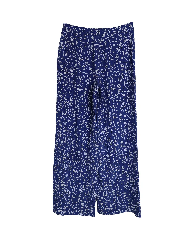 Striped women trousers with a nautical or modern patternSaloni Wide Leg Trousers in Blue Silk