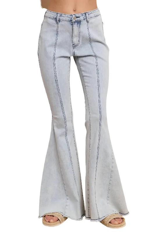 Striped women trousers with a nautical or modern patternStar Flared Denim Pants In Light Wash