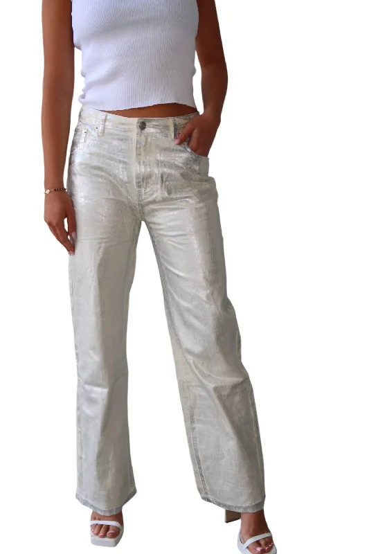 Straight - leg women trousers with a classic and timeless designStar Girl Pants In Silver