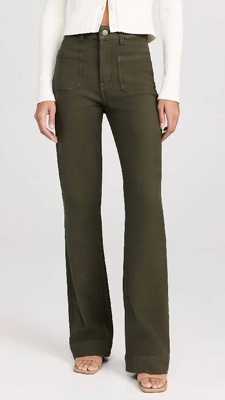 Corduroy women trousers for a warm and textured appearanceStretch Terry Patch Pocket Pants In Forest Olive