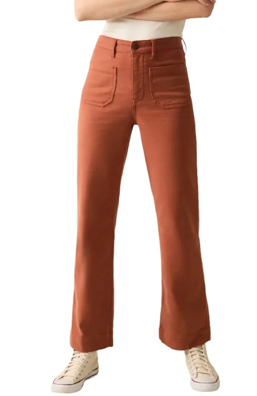 Palazzo women trousers for a flowy and comfortable feelStretch Terry Patch Pocket Pants In Imperial Topaz