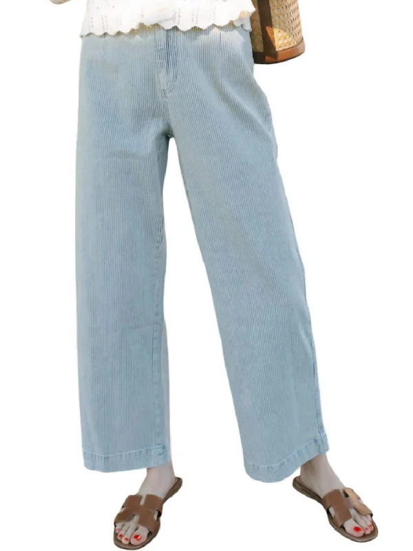 Pleated women trousers for a sophisticated and formal lookStripe Wide Leg Pants In Blue