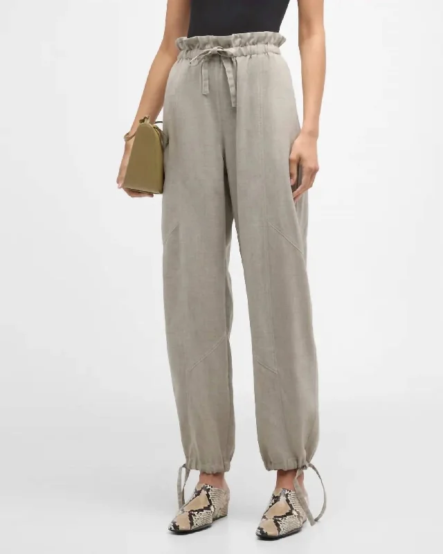 Palazzo women trousers for a flowy and comfortable feelSuiting Elasticated Waist Pants In Light Melange