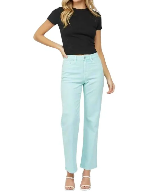 Embroidered women trousers with intricate details for a unique charmSuper High Rise 90's Relaxed Straight Jean In Blue Tint