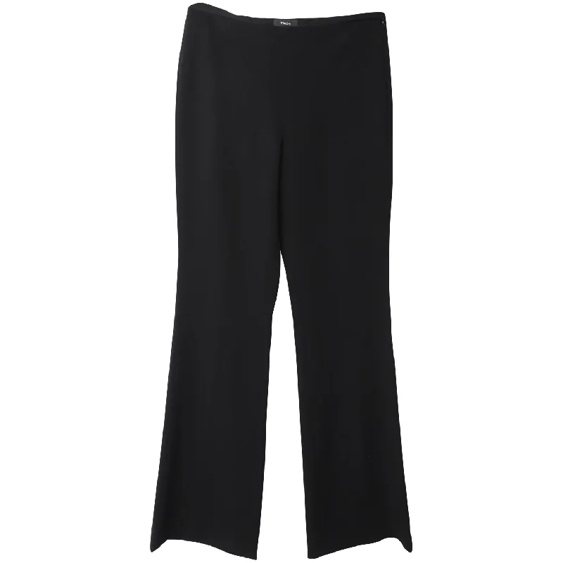 Leather women trousers for a bold and edgy lookTheory High-Waisted Trousers in Black Wool Blend