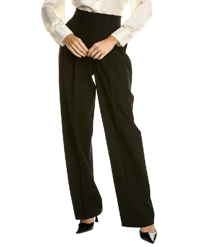 Cargo women trousers with multiple pockets for added functionalityTheory Pleat Wool-Blend Trouser