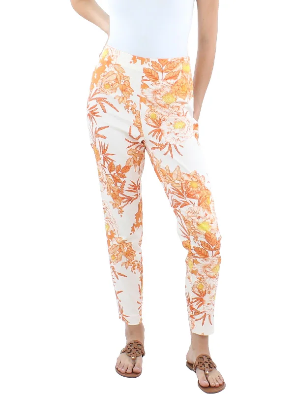 Embroidered women trousers with intricate details for a unique charmWomens High Rise Floral Print Capri Pants