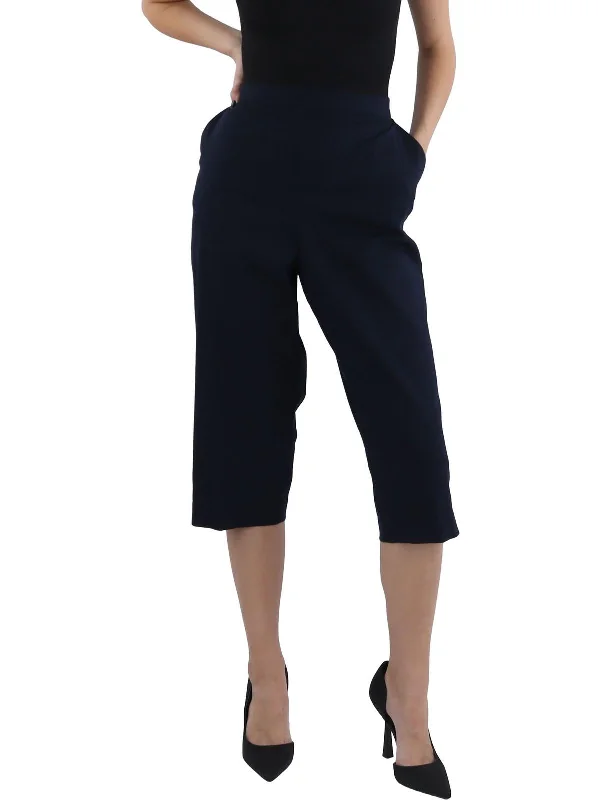 Embroidered women trousers with intricate details for a unique charmWomens Twill Flat Front Capri Pants