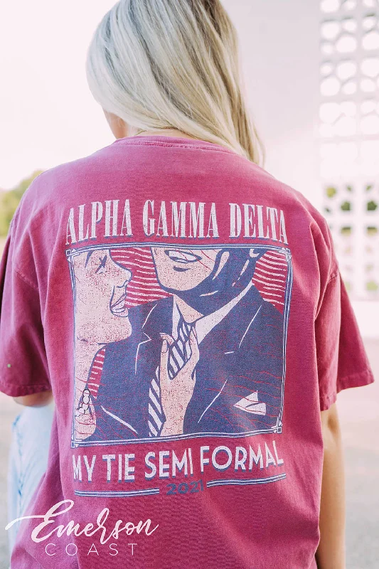 Sheer Women T Shirt for a Stylish and Alluring LookAlpha Gamma Delta Semi Formal My Tie Tee