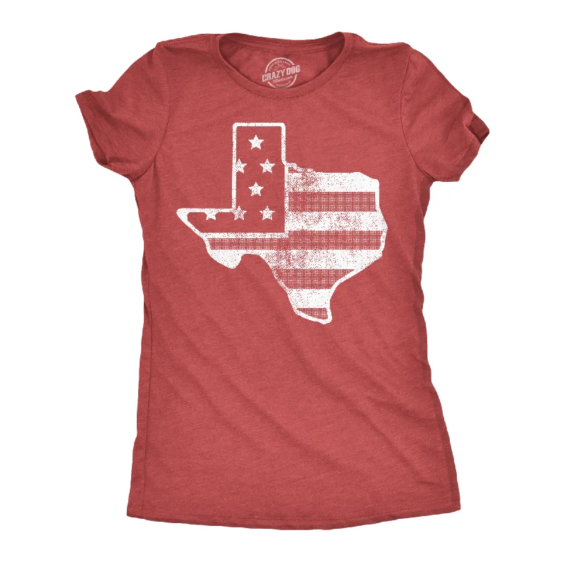 Distressed Women T Shirt with a Laid - Back AestheticAmerican Flag Texas Women's T Shirt