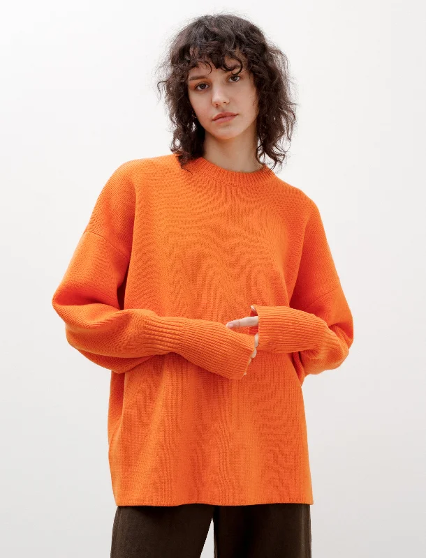 Hand - Knitted Women Sweater with Artisanal CharmWool Milan Top 1 Orange