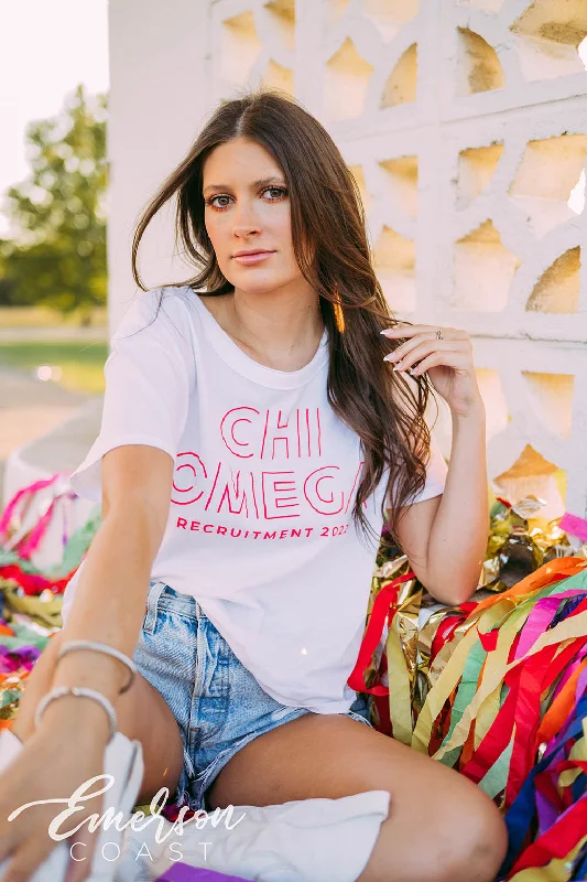 Sleeveless Women T Shirt for Summer ComfortChi Omega Recruitment Simple White Tee