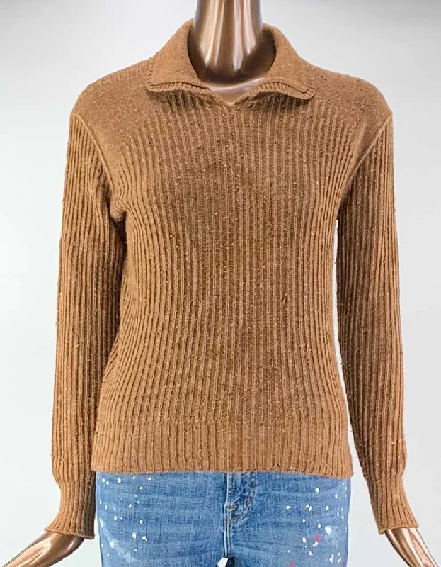 Chunky Knit Women Sweater for Winter WarmthCourrèges Brown Wool Sweater