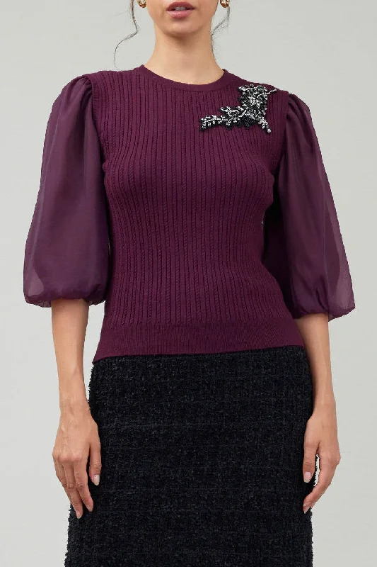 Mock - Neck Women Sweater for a Modern TwistCurrant Jewel Blouse