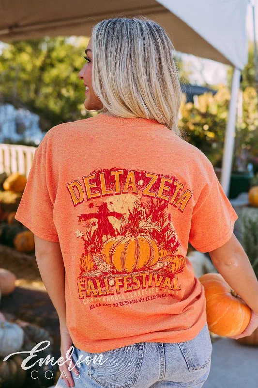 Plus Size Women T Shirt for a Comfortable and Flattering FitDelta Zeta Fall Festival Pumpkin Tee