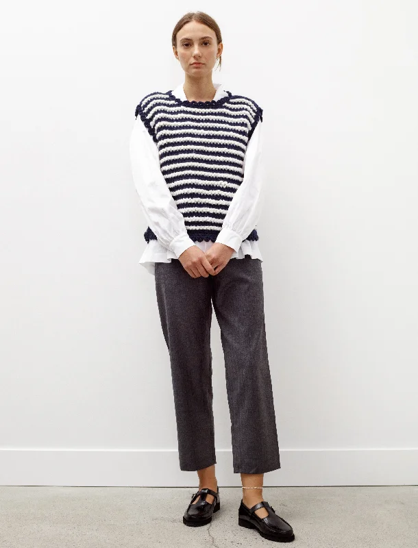 Mock - Neck Women Sweater for a Modern TwistMika Spencer Navy/White