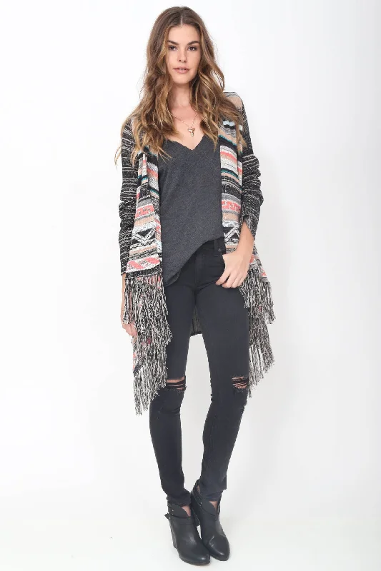 Oversized Women Sweater for a Cozy and Fashionable LookPhoebe Hooded Fringe Sweater in Monaco