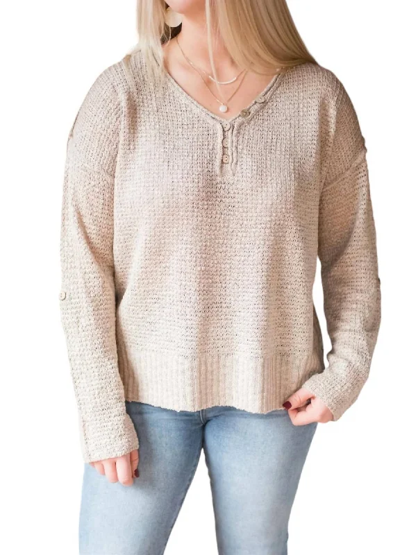 Mock - Neck Women Sweater for a Modern TwistGood For It Sweater In Natural