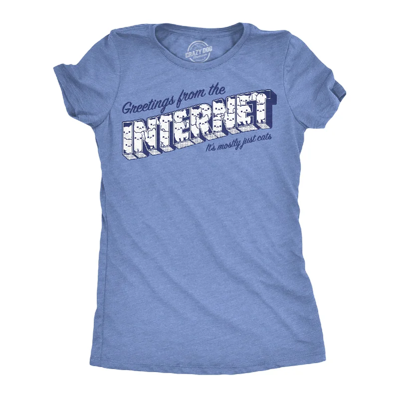 Embroidered Women T Shirt with Intricate DetailsGreetings From The Internet Its Mostly Cats Women's T Shirt