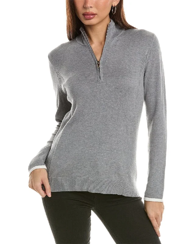 Organic Cotton Women Sweater for an Eco - Friendly ChoiceHannah Rose Tee Time Cashmere-Blend 1/4-Zip Pullover