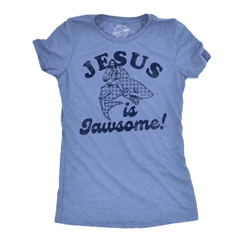 Ringer T Shirt Women with Retro - Inspired StripesJesus Is Jawsome Women's T Shirt