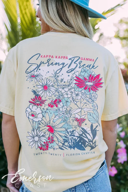 Distressed Women T Shirt with a Laid - Back AestheticKappa Kappa Gamma Spring Break Floral Tee