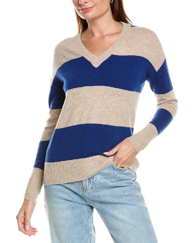 Plus - Size Women Sweater with a Flattering FitKier+J Striped Cashmere Sweater