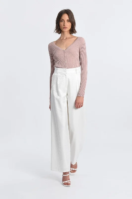 Button - Down Women Sweater for a Versatile LookMolly Bracken White Trouser