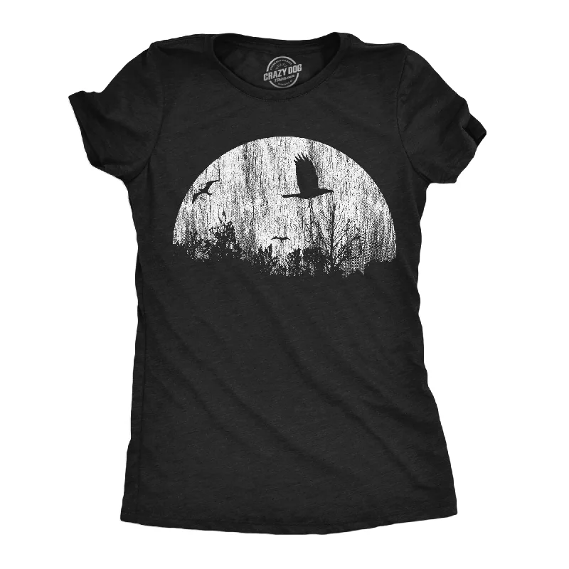 Distressed Women T Shirt with a Laid - Back AestheticMoon Birds Women's T Shirt