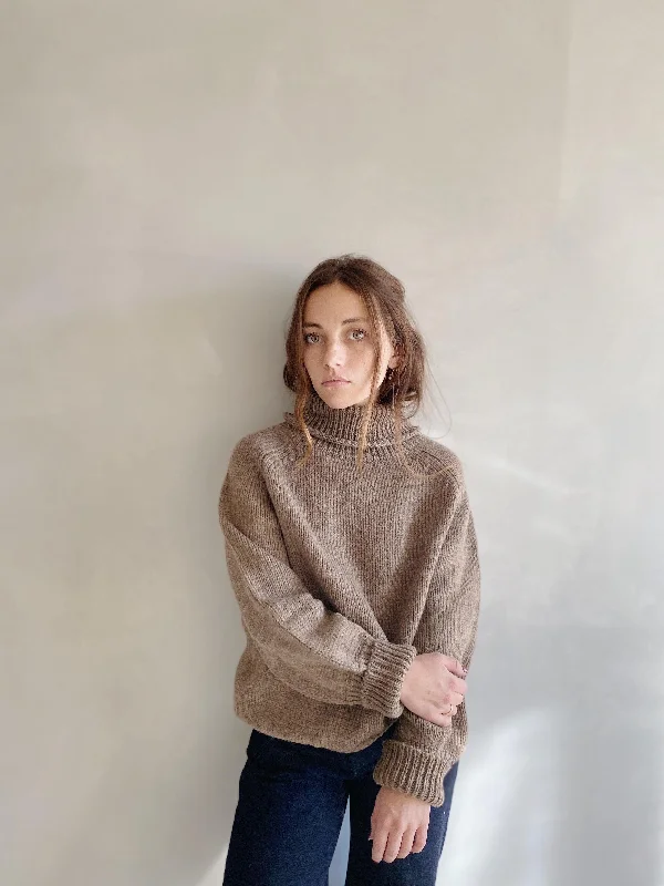 V - Neck Women Sweater to Elongate the Necklinenina bell sleeve turtleneck in cocoa