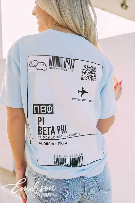 Floral Print Women T Shirt for a Feminine TouchPi Beta Phi PR Plane Ticket Tee