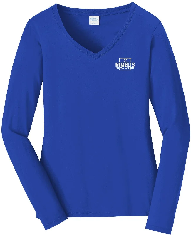 V - Neck Women T Shirt to Enhance the NecklinePort & Company Ladies Long Sleeve Fan Favorite V-Neck Tee