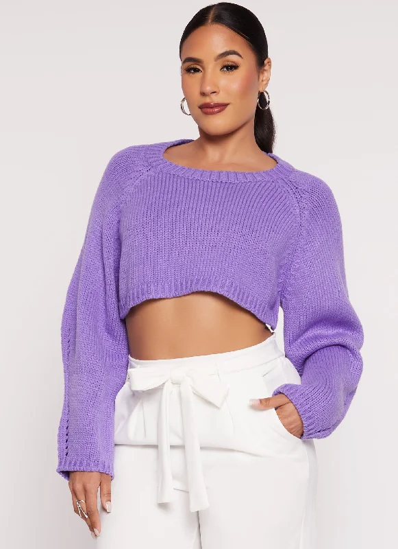 Lightweight Women Sweater for Spring and FallOpen Tie Back Cropped Sweater