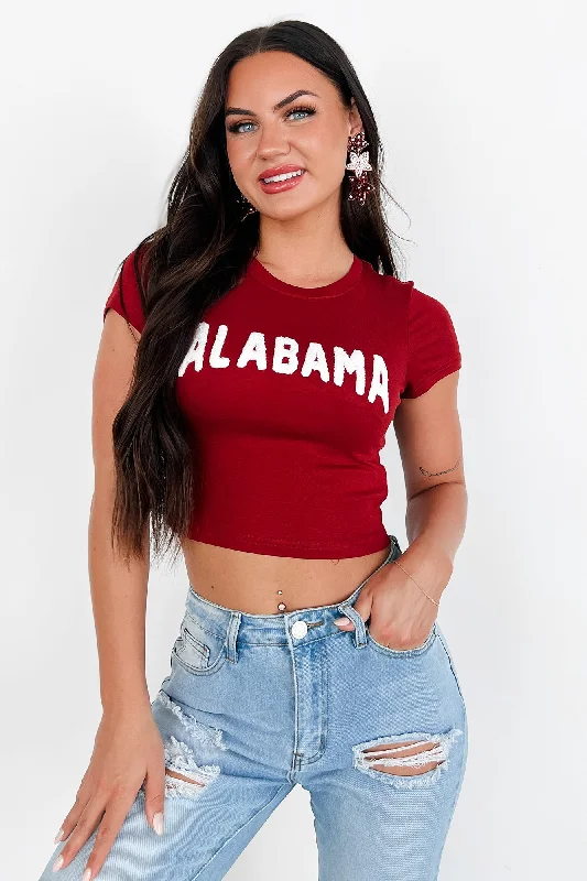 Lightweight Women Sweater for Spring and FallRep My Team Textured Graphic Tee (Alabama)