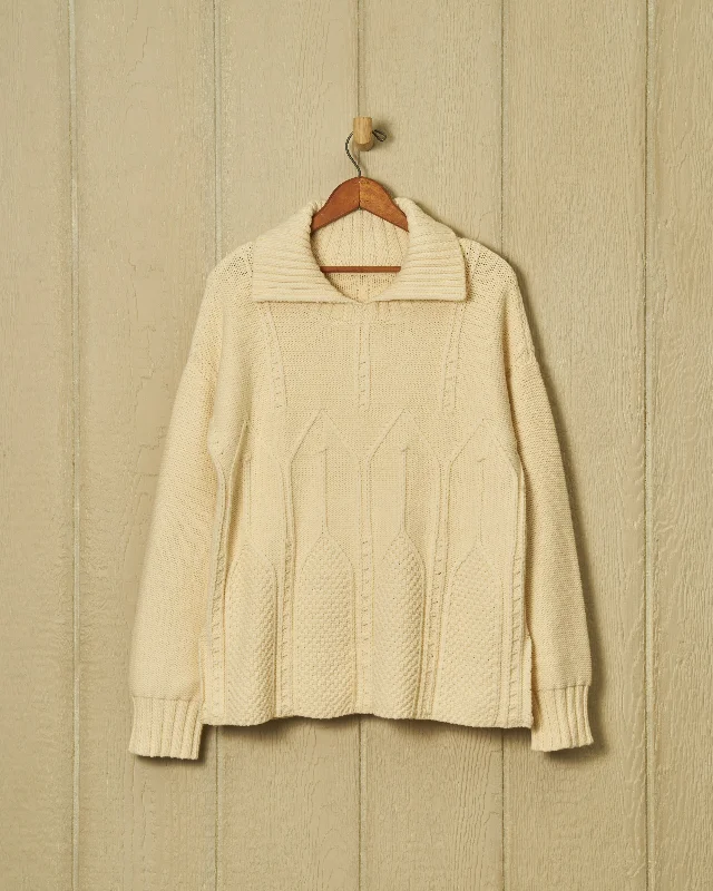 Long - Sleeve Women Sweater with Ribbed CuffsShoreline Sweater in Egret