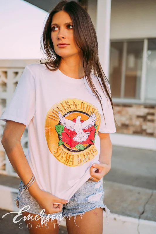 Ringer T Shirt Women with Retro - Inspired StripesSigma Kappa PR Doves N Roses Tee