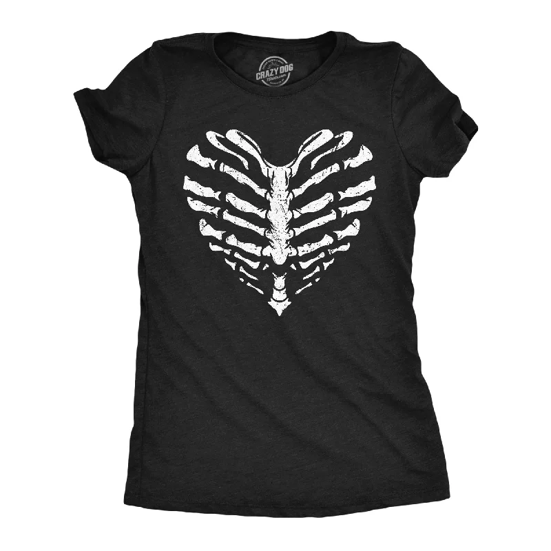 Puff Sleeve Women T Shirt for a Fashion - Forward LookSkeleton Ribcage Heart Women's T Shirt