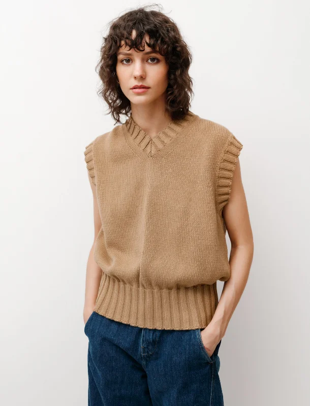 Striped Women Sweater with a Timeless PatternMarit Cotton Knit Biscuit