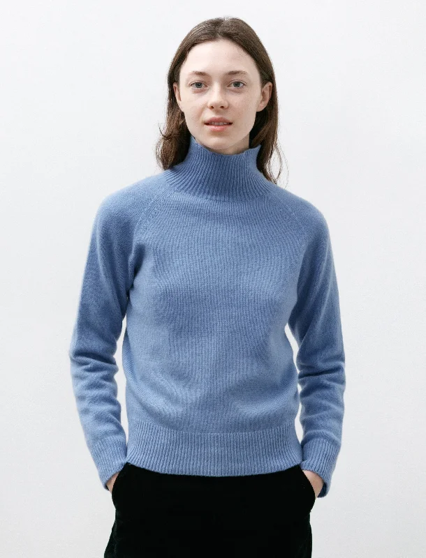 Mock - Neck Women Sweater for a Modern TwistFunnel Neck Jumper Cornflower