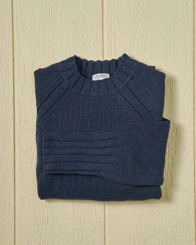 Hand - Knitted Women Sweater with Artisanal CharmWomen's Quaker Crewneck Sweater in Navy