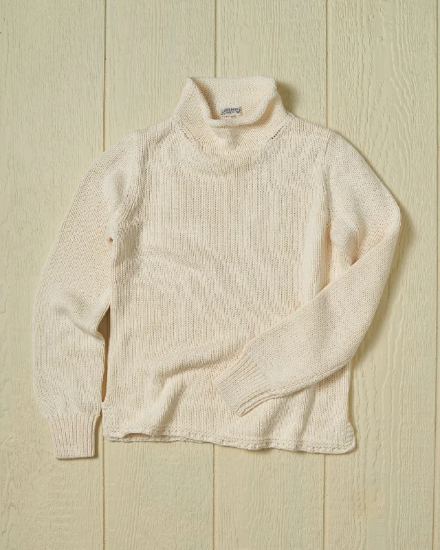 Mock - Neck Women Sweater for a Modern TwistWomen's Fisherman's Sweater in Egret