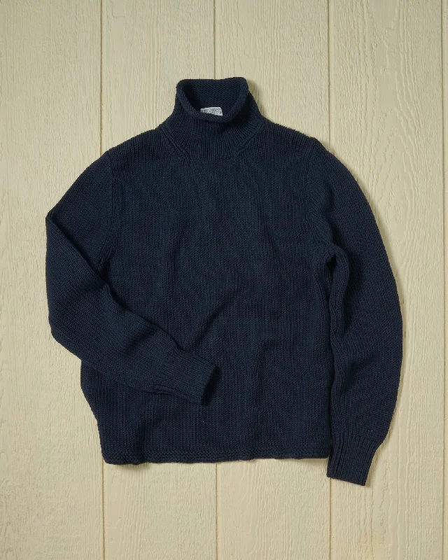 Turtleneck Women Sweater for a Classic and Elegant StyleWomen's Fisherman's Sweater in Navy