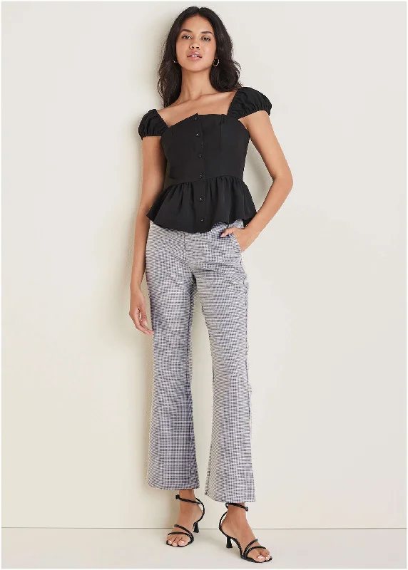 Organic Cotton Women Sweater for an Eco - Friendly ChoiceHoundstooth Kick Flare Pant - Black Combo