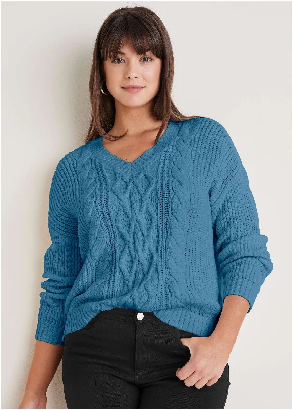 Organic Cotton Women Sweater for an Eco - Friendly ChoiceCable Knit Sweater - Niagara