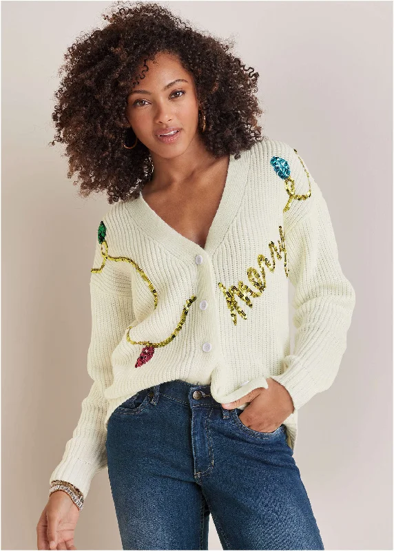 Oversized Women Sweater for a Cozy and Fashionable LookMerry Sequined Sweater - Off White