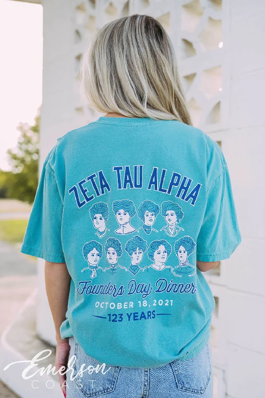 Crop Top Women T Shirt to Pair with High - Waisted BottomsZeta Tau Alpha Founders Day Dinner Tee