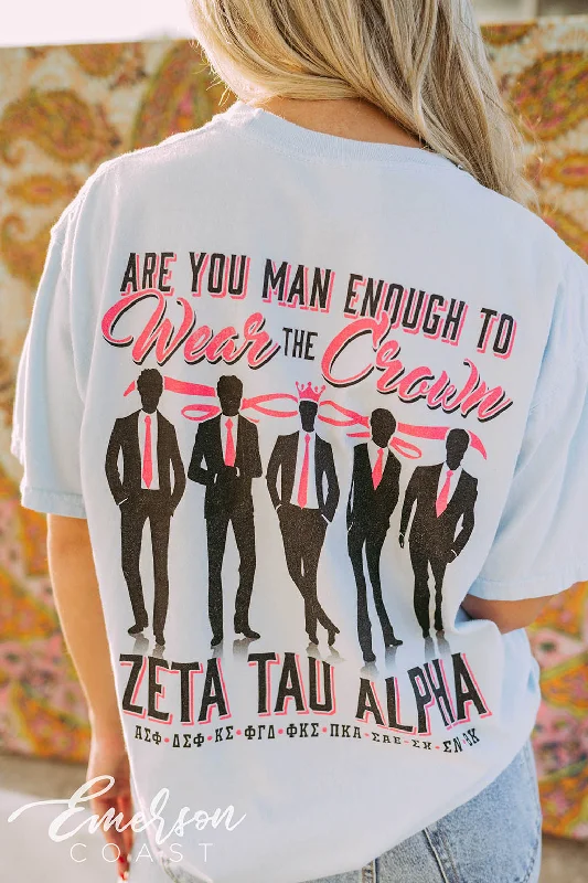 Distressed Women T Shirt with a Laid - Back AestheticZeta Tau Alpha Philanthropy Wear The Crown Tee